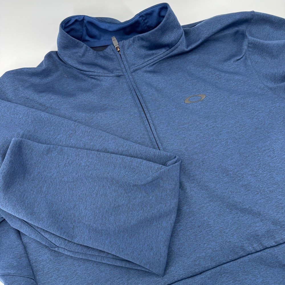 Oakley Mens Blue 1/4‎ Zip Pullover Sweatshirt Regular Fit Athletic Size 2XL